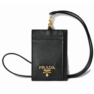 Prada Pass Case ID Holder Card Case Neck Strap Nero